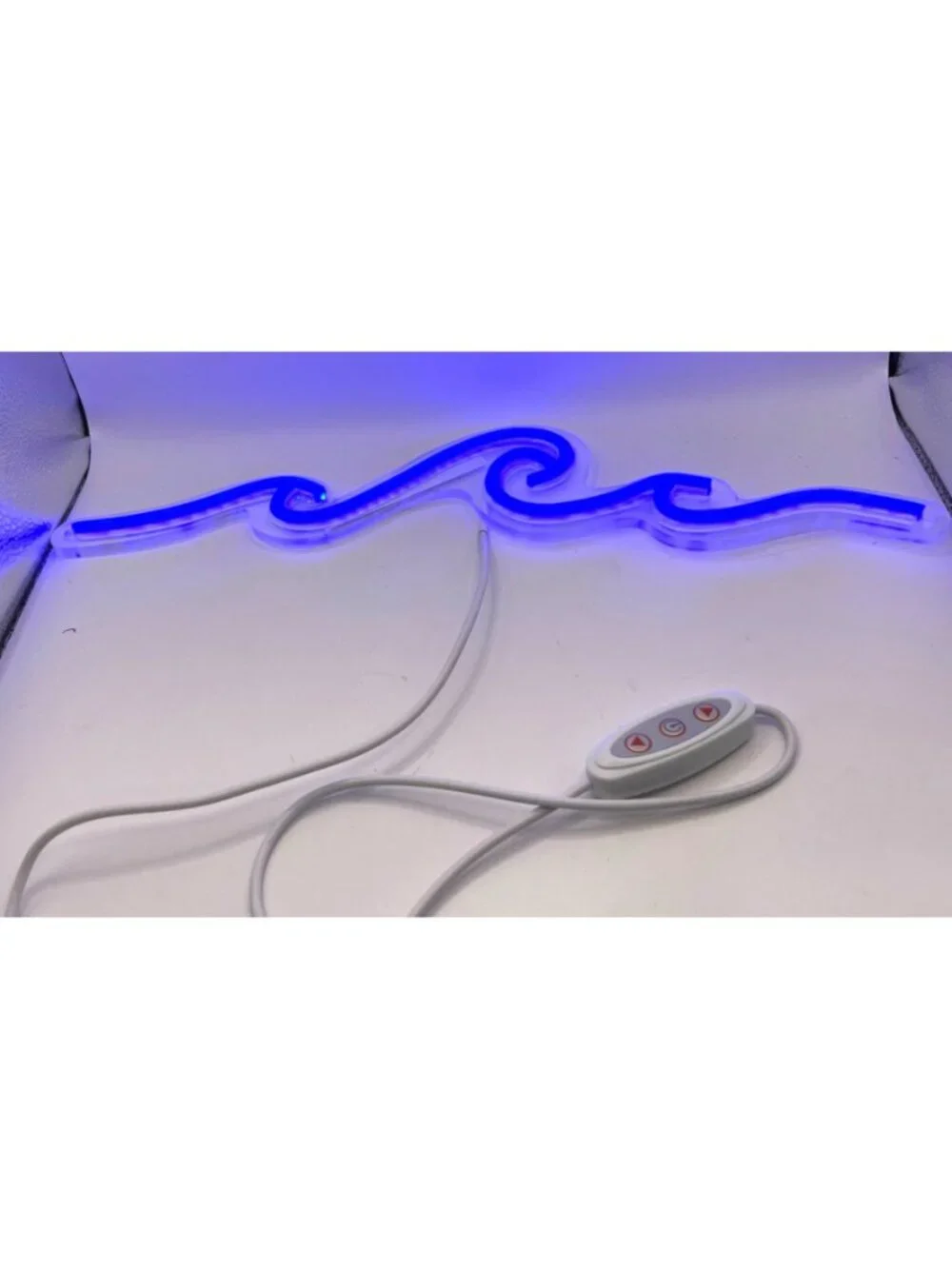 Blue LED Neon Wave Sign Light USB Powered Acrylic Backing 74c